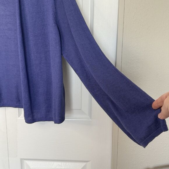 J Jill Blue Linen Blend Open Front Lightweight Cardigan Women’s Size XL - Picture 5 of 8